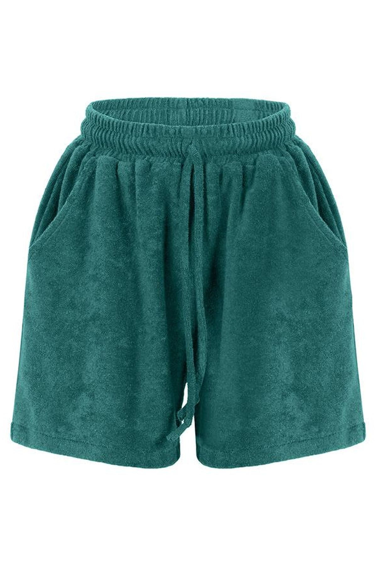 BOTTLE GREEN TOWEL PANTS